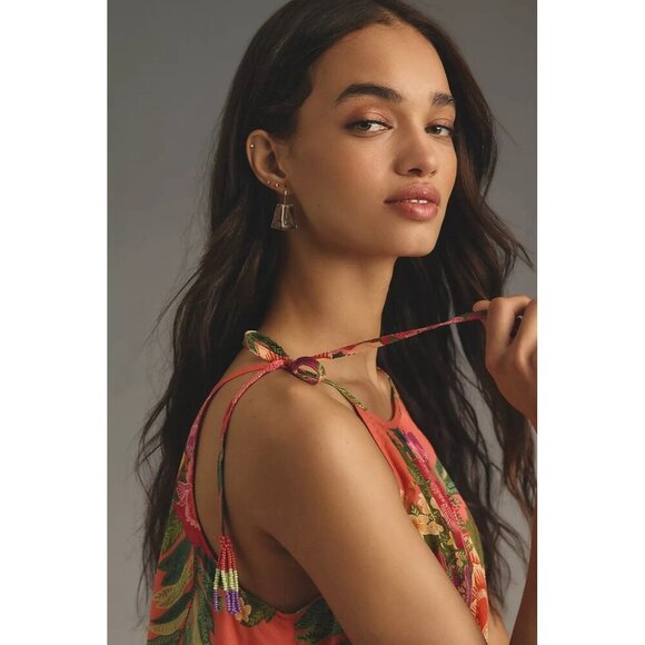 NWT Size S - Farm Rio 100% Cotton Halter Floral Tiered Mini Dress (NWT US$ 188) - Picture 6 of 15